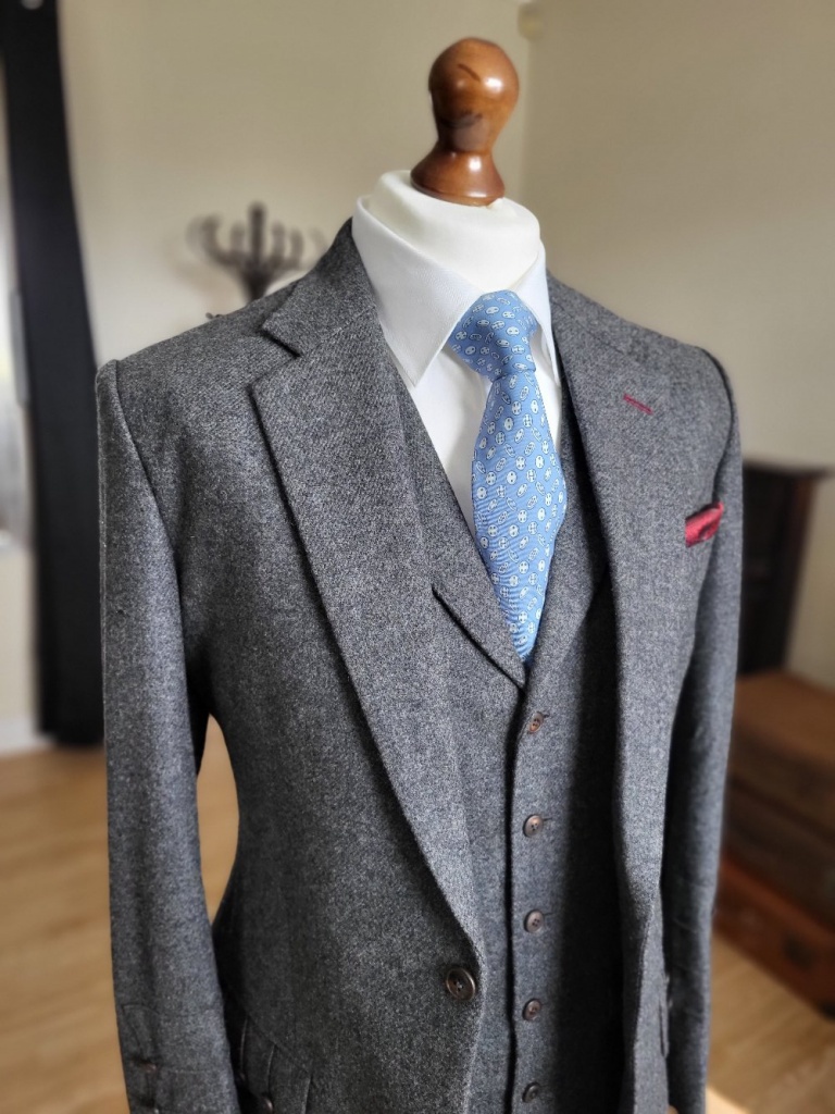 grey tweed suit